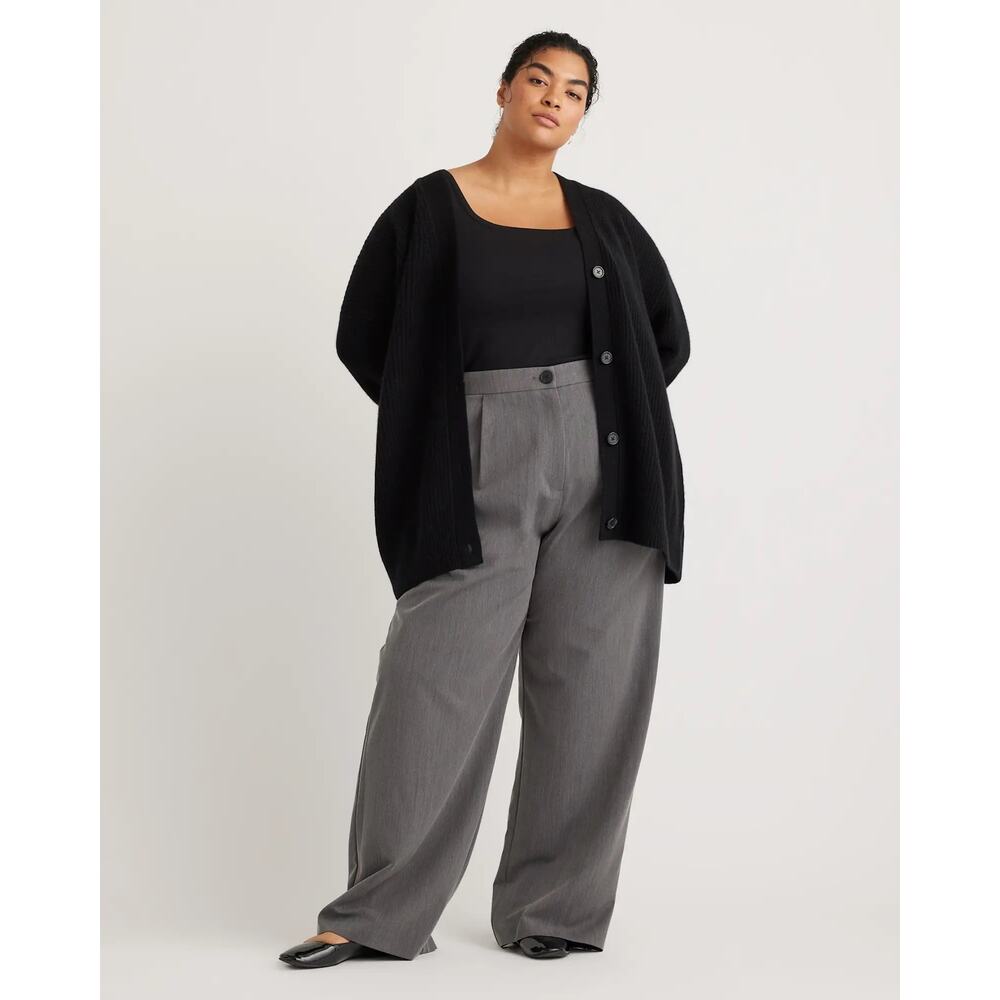 Quince Black Crewneck Button Cardigan